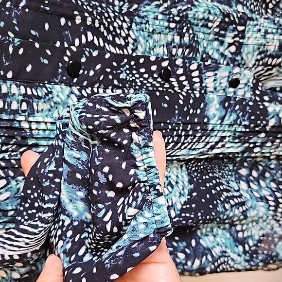 Cynthia Steffe Trapez Chiffon Long Sleeves High Neck Mini Dress size 0 - Picture 5 of 15